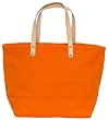 Cotton Colorful Orange Small Tote Bag with Leather Handle 17"Lx11"H