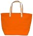 Cotton Colorful Orange Small Tote Bag with Leather Handle 17"Lx11"H