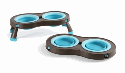 Popware for Pets Expandable Collapsible Pet Feeder - Large - Turquoise