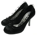Balmoral Satin Pumps Rüschen Schwarz (P51n)