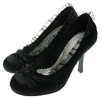 Balmoral Satin Pumps R&uuml;schen Schwarz (P51n)