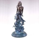 Mermaid with Dolphins Brass and Marble Sculpture