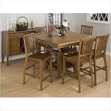 Cheap Bundle 22 Counter Height Dining Set with Shelves in Distressed Warm Honey (9 Pieces)