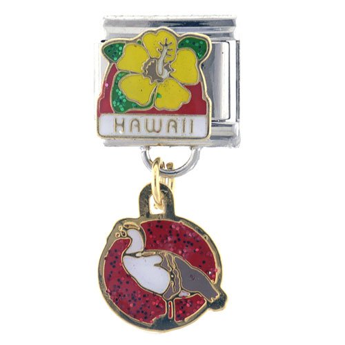 Hawaii Dangle Travel & Flags Italian Charm Bracelet