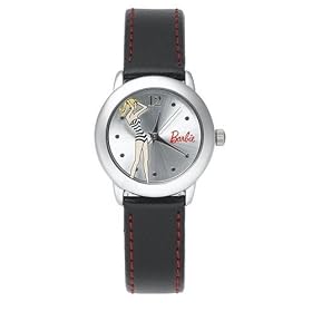 Barbie Kids' Black Leather Watch #BC0236TIN