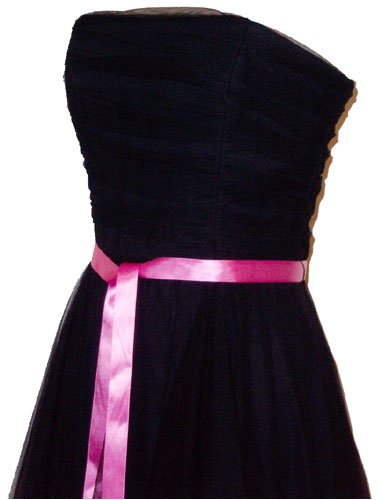 strapless fairy mesh formal gown ribbon trim   xs