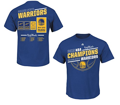 Golden State Warriors 2015 NBA Finals Champs Team Roster and Banner Blue T-shirt