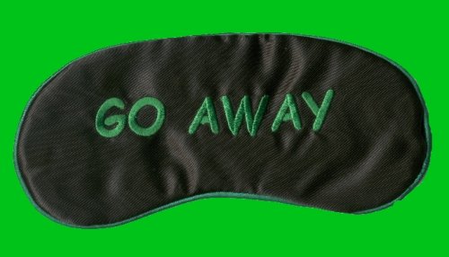 Schlafmaske, Augenmaske mit Stickerei: GO AWAY (geh´ weg)