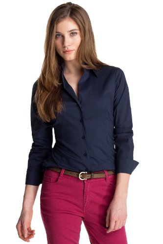 ESPRIT Collection Damen Bluse, C23170, Gr. 44 (XXL), Blau (peacoat blue 423) Preisvergleich