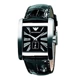 Emporio Armani Mens Black Leather Strap Watch by Emporio Armani