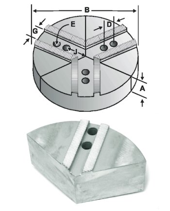 2.00in. TALL ALUMINUM ROUND JAWS - KITAGAWA B-08 ,B-208, MMK & OTHER 1.5MM X 60 SERRATED CHUCKS