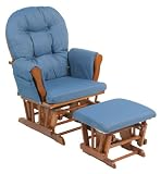 Bowback Glider and Ottoman in Cognac/Denim Finish By Storkcraft Baby Furniture
