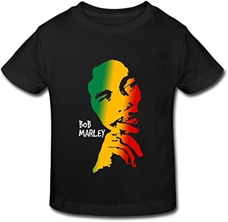 FUNSHINBABY Kid's Toddler Bob Marley Tri-Color Face Age 2-6 T-shirt Black 3 Toddler