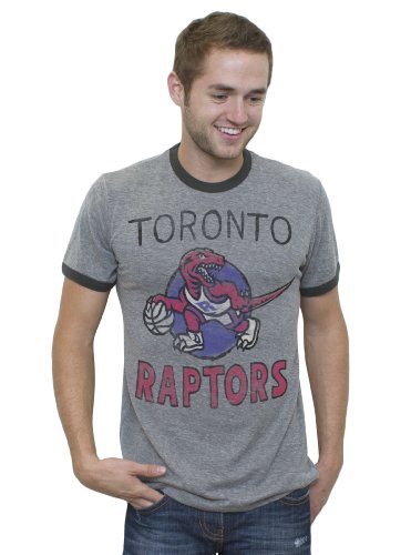 NBA Toronto Raptors Men's Vintage Tri-Blend Short Sleeve Ringer T-Shirt,  Steel/Black/White