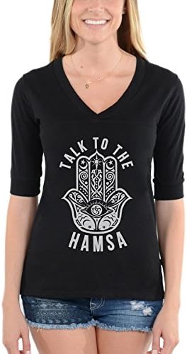 Talk To The Hamsa - Football V-Neck Tee