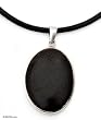 Coconut shell pendant necklace, 'Eternal Black' Coconut shell pendant necklace, 'Eternal Black'
