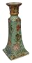 Asian candlesticks, Tropical Lotus design, spring green - hand painted porcelain (pair)