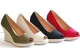 Talent Red High Wedge Platform Espadrille Heel Sandals Pumps Women Canvas Causal Shoes