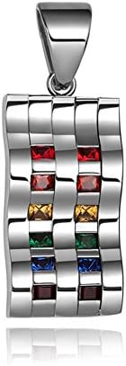 Foreasy Rainbow Rhinestone Waving Necklace Pendants Stainless Steal