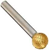 PFERD Ball Carbide Bur, TiN Finish, Double Cut, Radius End, 1/4" Shank, 1/2" Head Diameter, 7/16" Head Length (SD-5)