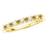 10K Yellow Gold 0.13 ct. Diamond with Alternating 1/4 ct. Citrine Anniversary Ring