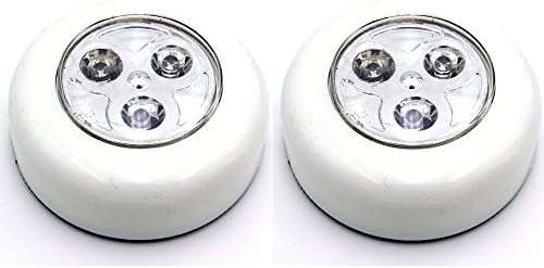 Crysto 2 Pack LED Battery Operated Stick-On Tap Light, MINI Under Cabinet Lighting, 3 LED Puck Light Bulbs, 3000K Warm White, Wireless Night Light, Under Cabinet Lights (White)