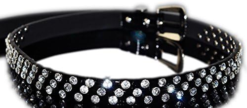 PAQUIN Women's Rhinstone Belt Alligator Embossed Leather Girl's Handmade Party 32"-40"