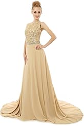 Backless  Sequined Chiffon Evening Dress/Prom Dress  With Pearls