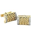 14k Gold and Diamond Woven Cufflinks