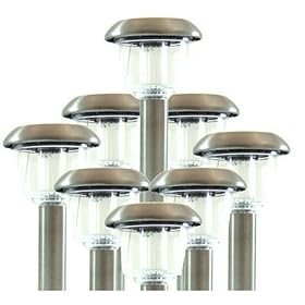 Stainless steel solar powered garden lights 8 pack