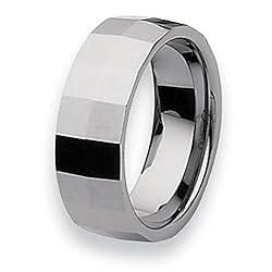Polished Faceted Tungsten Carbide Ring (8.0 mm) - Sizes 7-13