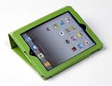 Green Leather Multi-Angle Stand Folder Case for Apple iPad 2 (Automatic On/Off)