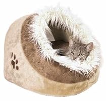 Beige with Brown Cushy Cave Cat/Dog Bed