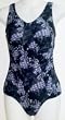 Black/Grey Shirred Front Missy Swimsuit by In Gear. Sizes 8-16