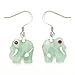 Carved Jade Elephant Dangle Earrings with Sterling title=