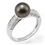 Tahitian Black Pearl Ring with Diamonds in 14K White Gold