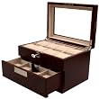 Watch Box for 16 Watches Cherry Matte Finish Metal Accent Glass Window Extra Clearance Large Cushions