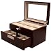 Watch Box for 16 Watches Cherry Matte Finish Metal Accent Glass Window Extra Clearance Large Cushions