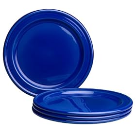 Emile Henry Provencal Azure Blue Dinner Plates, Set of 4