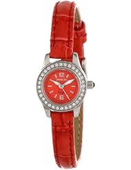 Invicta Womens 13656 Angel Red Dial Crystal Accented Red Leather Watch