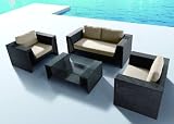 Outdoor Patio Wicker Furniture 4 Pc All Weather Resin Sofa & Chair Sectional Set New