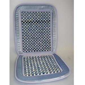 Velour/Wood Bead Cushion - Gray
