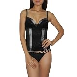 Womens Lingerie: Marilyn Monroe Padded Underwired Bra Sheer Mesh Chemise Intimate Apparel - Black & Grey