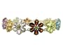 14k Yellow Gold Multi-Color Gemstone Flower Bracelet