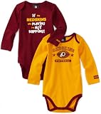 NFL Infant/Toddler Boys' Washington Redskins Two Pack Long Sleeve Bodysuit (Team Color, 18M)