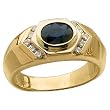14kt Yellow Gold Egg Shaped Blue Sapphire and Icy Diamond Ring