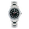 Men&rsquo;s Stainless Basic Black/ Silvertone Strap Watch - Black Dial