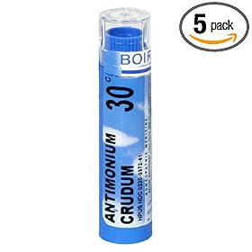 Boiron Homeopathic Medicine Antimonium Crudum, 30C Pellets, 80-Count Tubes (Pack of 5)