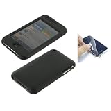 Apple iPhone 3G Premium Polycarbonate Black Rubberize Textured Snap-On Case Cover + Screen Protector Shield (NOT Compatible with 1st Generation iPhone)