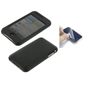 Apple iPhone 3G Premium Polycarbonate Black Rubberize Textured Snap-On Case Cover + Screen Protector Shield (NOT Compatible with 1st Generation iPhone)